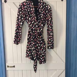 Polka Dot Black Trench Coat with Pink & White Spots